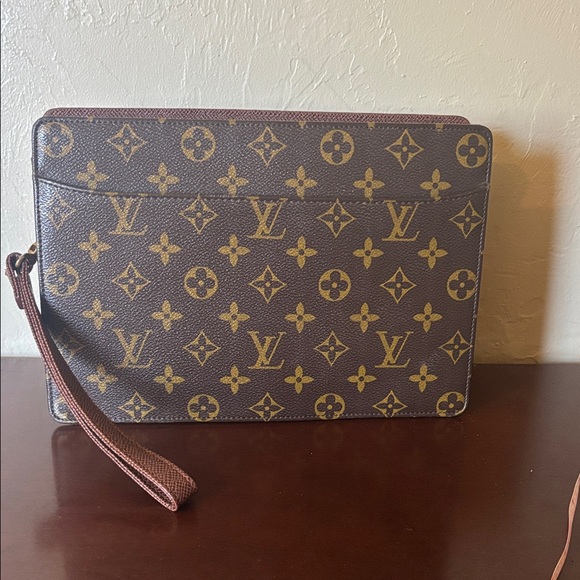 Louis Vuitton Monogram Clutch Bag in Brown and Gold - Picture 1 of 6